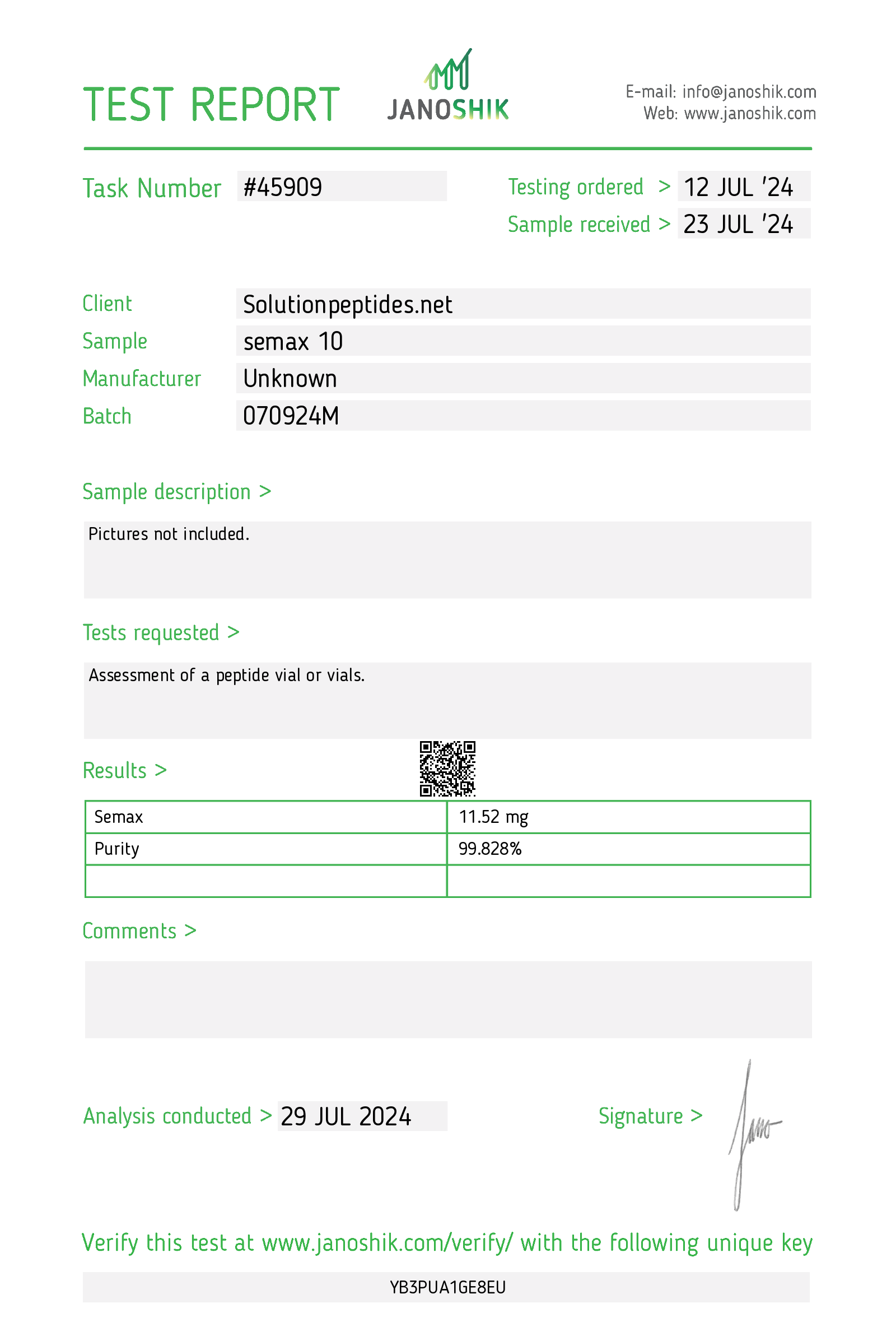Semax 10mg (Current batch tested at 12mg) with Air Dispersal Kit Semax 10mg (Current batch tested at 12mg) with Air Dispersal Kit