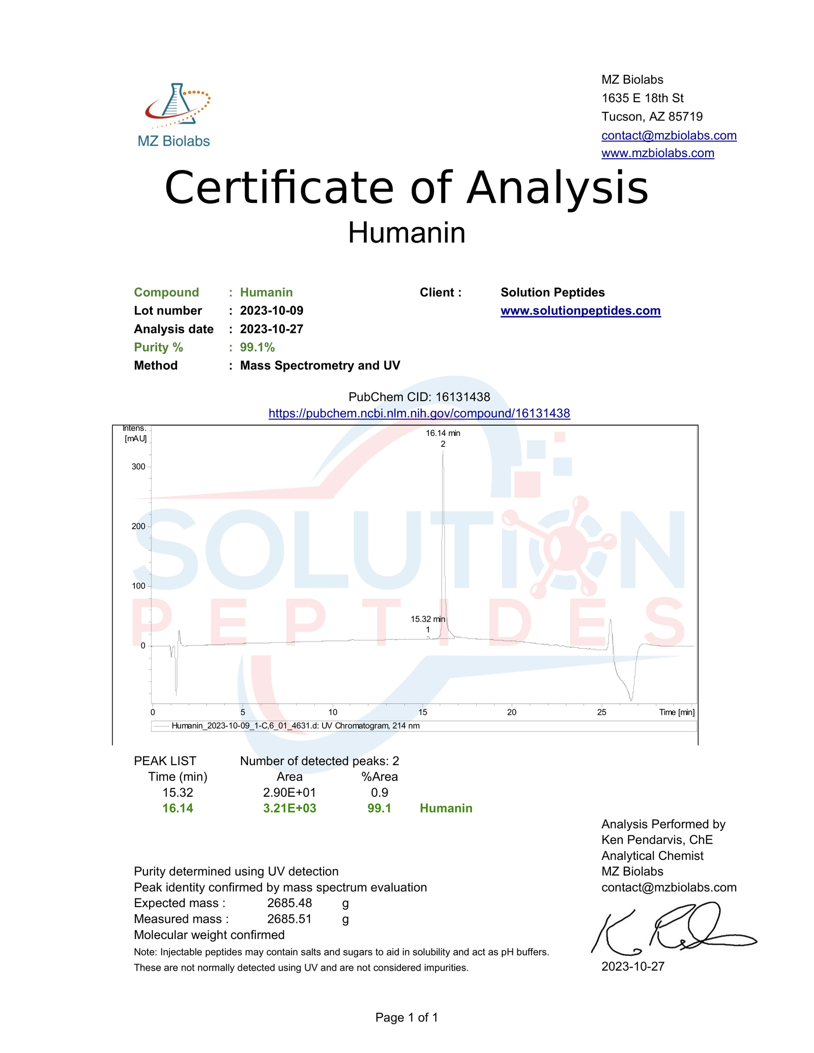 Humanin – 10mg